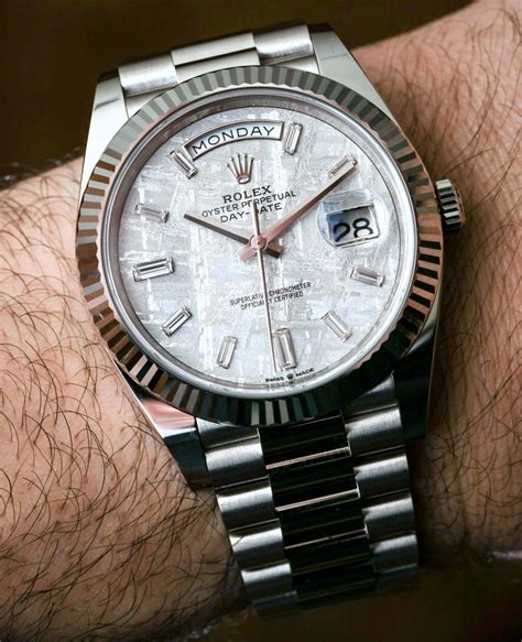 rolex day date meteorite dial white gold